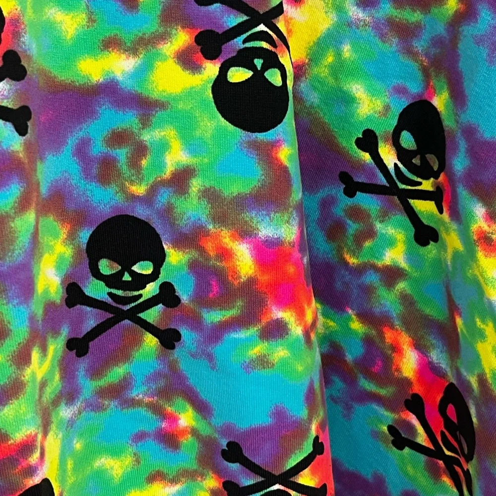 NWT - Dori Creations Black & Tie-Dye Skulls Skater Stretch Dress - Girls Size 12